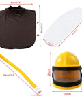 Beast Mode Sandblast Helmet With Air Supplied Hood And Shoulder Cloak, Full Face Safety Gear components, dimensions