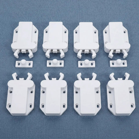 Push To Open Cabinet Hardware 8 Pack Self Closing Latch For Kitchen Cabinets Wardrobe Cupboard Doors And Drawers White