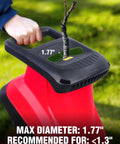 Person using Do It All 2 In 1 Electric Log Splitter And Wood Chipper Bundle, showing chipper handling 1.77-inch branch.