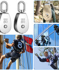 2 Pack Stainless Steel Snatch Block With Swivel Hook, M50 2 Inch Sheave For 3/8 Inch Rope, Beefy Heavy Duty Pulley