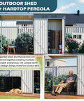 5x3 Ft Outdoor Storage Shed And Gazebo Combo With Lean To Metal Frame All Weather 2 In 1 Garden Shed And Gazebo Open Pergola Lockable Door