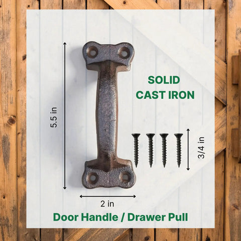 Heavy Duty Cast Iron Fence Gate Handles 4 Pack, rustic, 5.5 inch, screws included for indoor outdoor use, weather resistant
