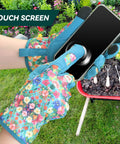 Womens Gardening Gloves With Printed Design And Touchscreen Grip For Thorn Proof Puncture Resistant Work Gloves in garden setting