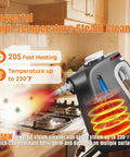 Top Shelf Handheld Steam Cleaner For Complete Home Care, multi surface steamer spraying steam onto stovetop for deep cleaning.