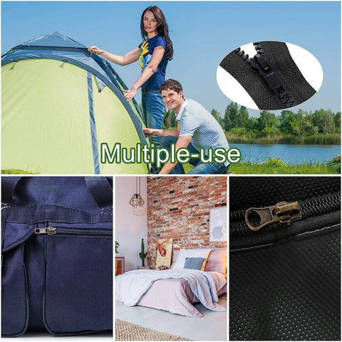Size 5 Zipper Repair Kit With 12 Sliders, 12 Bottom Stops, 24 Top Stops For Metal Plastic And Nylon Coil Zippers Easy Fix For Stuck Damaged Or Missing Zippers, multiple uses on tent and bag zippers.