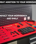 Tool Box Liner 16 Inch Wide By 18 Feet Long Heavy Duty Rubber Mat For Drawer Rolling Tool Chest Cabinet And Workbench Grippy Anti Slip Pad Keeps Tools From Sliding Scratching And Spills Red on workbench