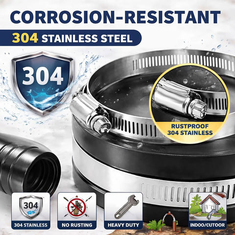 Six Pack 2 Inch Stainless Steel Worm Gear Hose Clamps For PVC Pipe Caps Fits 2.25 To 2.6 Inches Rustproof Reusable Repair Parts