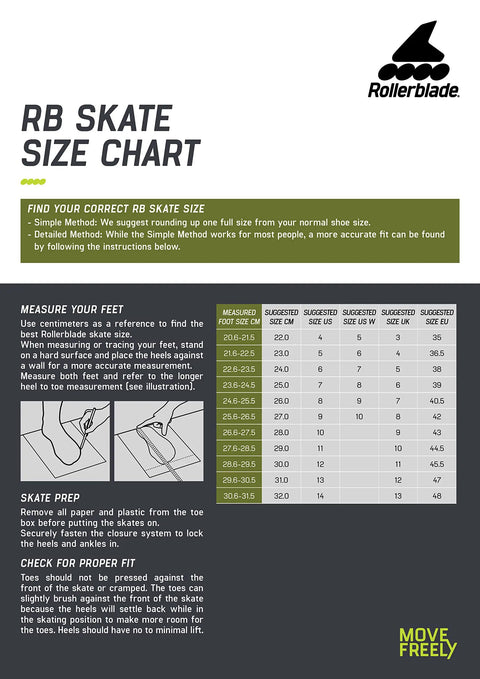 RB 80 Inline Skates Black Red Size 8 For Men And Women, Super Comfortable Fit, Lightweight Frame, Smooth Wheels size chart guide
