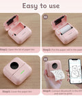 No Sweat Portable Mini Sticker Printer And Slick Inkless Thermal Maker With Effortless Bluetooth Sync For Quick Journaling Labels Study Flashcards And Casual Diy Wall Decals In Fresh Pink steps for use and paper loading