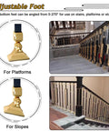 Adjustable foot for Heavy Duty Adjustable Aluminum Baluster Spindle Kit For Indoor Stair Railing Supports Thirty Seven Point Four Inch Height.