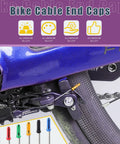 Close-up of bike brake cable with All In One Bike Repair Kit With 121Pcs Heavy Duty Cable Cutter Spoke Nipples And Crimps Set