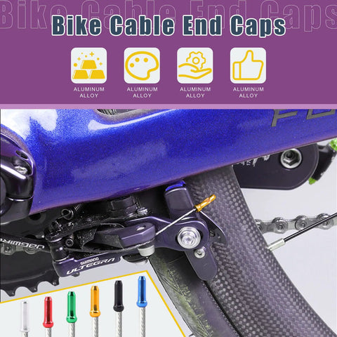 Close-up of bike brake cable with All In One Bike Repair Kit With 121Pcs Heavy Duty Cable Cutter Spoke Nipples And Crimps Set