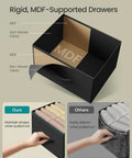 Rigid drawer with MDF support in Totally Five Drawer Dresser For Bedroom And Entryway, Steel And MDF Chest Of Drawers With Nonwoven Fabric Bins