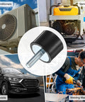 4 Pack Rubber Mounts D20mm X H15mm Vibration Isolators With M5 X 15mm Studs For Air Compressors Motors Pumps Boats And Garage Gear Eliminates Noise And Vibration For Better Performance And Longer Equipment Life, black rubber stud mount