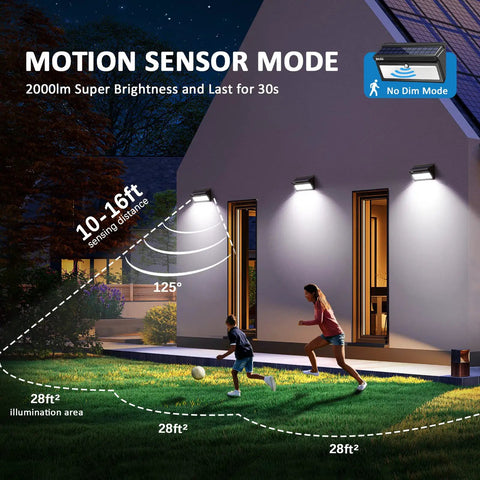 Outdoor Solar Motion Sensor Lights 100 LED Waterproof Security Wall Lights With Wide Angle For Garden Fence Front Door Yard
