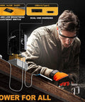 Man using Cordless LED Work Light 11200 Lumens 112W Underhood Compatible With Dewalt 20V Battery USB Type C Charging