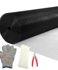 Badass 1/2 Inch Hardware Cloth And Chicken Wire Fencing, Vinyl Coated Galvanized Steel Mesh Roll with gloves and tools.