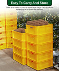 Coco Coir Organic Top Soil For Indoor And Outdoor Plants From A 4 Brick Pack That Expands To 10 Gallons in yellow crates