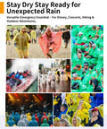 Durable Family Rain Ponchos For Kids And Adults With Drawstring Hood Waterproof Lightweight Breathable Clear And Assorted Colors at theme park and festival