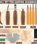 23 Piece Wood Carving Set For DIYers With 4 Large Knives 5 Detail Knives 9 Basswood Blocks Polishing Compound Leather Strop Kit