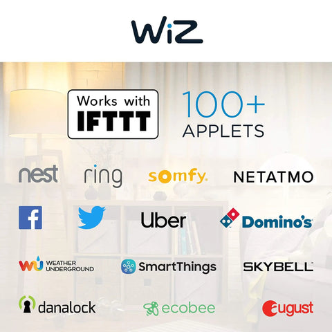 Logos of platforms compatible with 60W Equivalent A19 Smart LED Bulbs With RGB Color Changing, Tunable White, Dimmable Lighting You Can Control By Voice Or App, No Hub Needed, Works With Alexa And Google Home, 4 Pack.