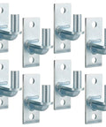 Heavy Duty 8 Piece Wall Mount Gate Hinges With 5/8 Inch Steel Pin For Farm Gates And Outdoor Chain Link Fences Built Like A Tank To Handle Rough Use Without A Bit Of Fuss, showing all eight galvanized steel hinges.
