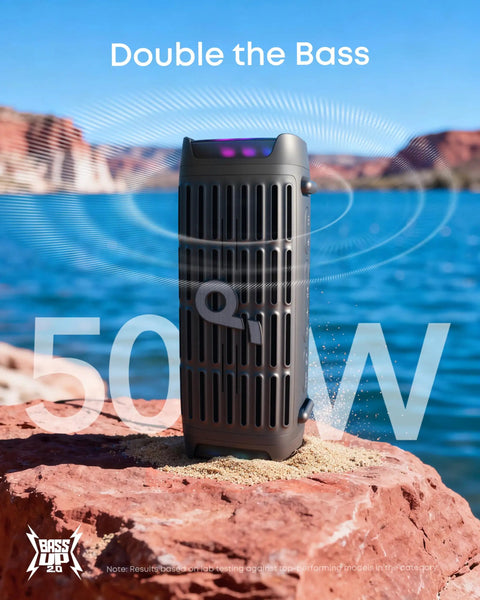 Compact Outdoor Speaker With Floating Playback Stays Upright In Waves IP68 Waterproof Saltwater Resistant 50W Portable.
