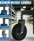 Beefy Heavy Duty Gate Wheels For Metal Tube Gates 6 Inch And 8 Inch Rubber Wheels With Shock Absorbing Springs 360 Degree Silent Roll Supports Up To 600 Lb No Sag Gates On Wooden Or Metal Doors shown installed on gate