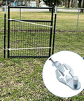 Heavy Duty T Post Gate Hinge Pins 2 Pack Built Tough Galvanized Carbon Steel 16mm Thickened Pin Rustproof Outdoor Gate Hardware shown in use