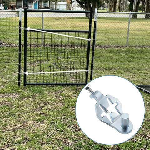 Heavy Duty T Post Gate Hinge Pins 2 Pack Built Tough Galvanized Carbon Steel 16mm Thickened Pin Rustproof Outdoor Gate Hardware shown in use