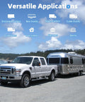 Built Like A Tank Adjustable Aluminum Cargo Trailer Ladder Rack Handles Two Heavy Ladders Without Breaking A Sweat featuring versatile usage with trucks and trailers.