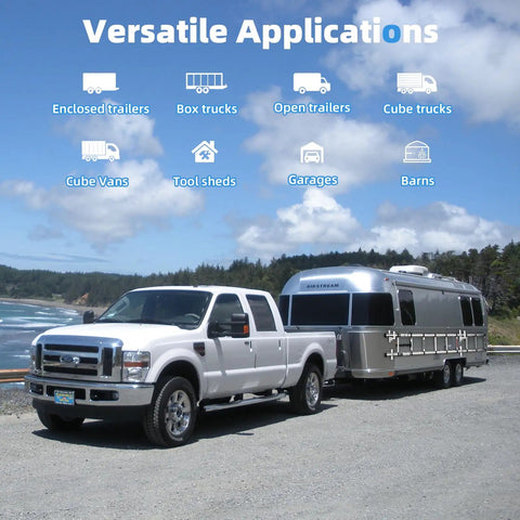 Built Like A Tank Adjustable Aluminum Cargo Trailer Ladder Rack Handles Two Heavy Ladders Without Breaking A Sweat featuring versatile usage with trucks and trailers.