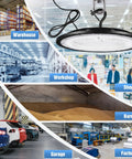 6 Pack 400W UFO LED High Bay Light Fixtures for warehouse, factory, gym, workshop; 120V, 5000K, 61,000 lumens, 150 lm/W
