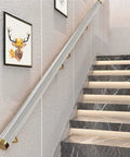 Custom Length Transparent Acrylic Railing Kit Straight Up Non Slip Handrail System mounted on stairs with stainless steel mounts.