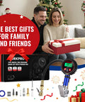 Couple exchanging gifts next to Digital Tire Pressure Gauge With Inflator Kit, 250 PSI, Pro Grade Heavy Duty Accessories