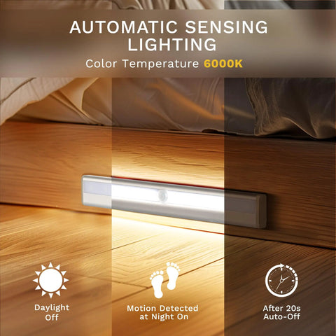 6 Pack Motion Sensor Lights For Closets And Stairs, 10 LED Battery Operated Night Lights under a bed, auto sensing and off