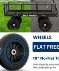 10-Inch No-Flat Tires Heavy Duty Garden Cart With 180 Degree Rotating Handle And Removable Sides shown on grass and road