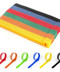 Multicolor Nylon Fabric Cable Ties With Reusable Hook And Loop Fasteners, 102 Pcs, 10 Inch Length, stacked vibrant colors.