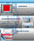 Automatic Foam Box Sleeve Film Wrapping Sealing Machine with grate conveyor, far infrared heating, and high-quality cutter features.