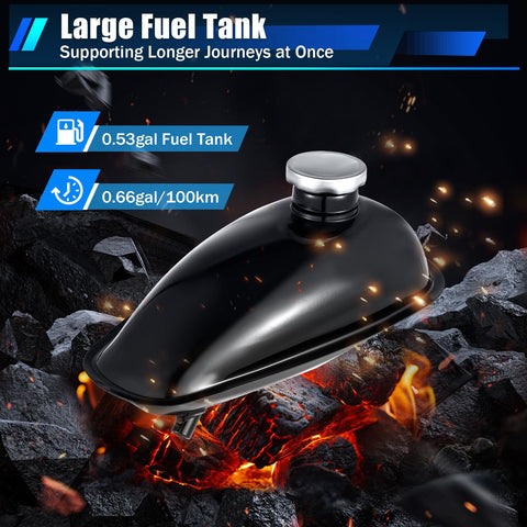 Image of a large fuel tank from a 100Cc Bicycle Engine Kit For 26 To 28 Inch Bikes 2 Stroke Gas Motor Conversion.
