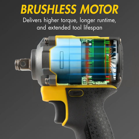 Wagan Onevolt 3-in-1 Cordless Electric Power Tool With Brushless Motor And 280 Ft-Lbs Torque for tough jobs, detailed internal view.
