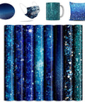 Blue Glitter Sublimation Transfer Sheets For Tumblers And Tees 12x12 Inches 10 Pack For Heat Press Machine Seamless Transfers