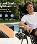 Person relaxing on Big And Comfy Oversized Zero Gravity Chair With Cup Holder 30 Inch Wide Seat Foldable Patio Recliner in Black