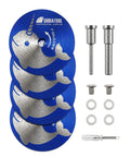 Diamond Tile Cutting Wheel Set For Rotary Tool Ultra Thin Zero Point Seven Millimeter Rim For Clean Precise 50mm Cuts 4 Pack, blue