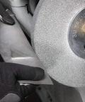 Worker using EXL PRO Deburring Wheel For Metal Finishing And Polishing, Unitized 6 In X 1 In X 1 In for smoothing metal edges