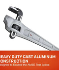 Offset Handle Aluminum Pipe Wrench For Tight Spaces Go-To Heavy Duty Plumber Tool 24 Inch Adjustable Wrench For Home Repair