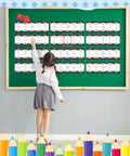 31 Piece Laminated Number Lines Set From -20 To 120 on classroom bulletin board with child, wall decor with math practice