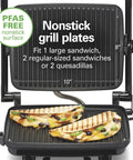 Hamilton Beach Panini Press And Sandwich Maker With Electric Indoor Grill Nonstick Plates for grilling sandwiches and quesadillas.