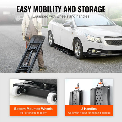 Beefy Portable Car Lift With 7000 Lbs Capacity And 26.8 Inch Lift Height Heavy Duty Carbon Steel Frame 120V Power Unit Great For Trucks SUVs And Long Wheelbase Vehicles