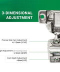 Close-up of Premium USA Made 108 Degree 1-1/4 Inch Overlay Self Close Screw-On Compact Cabinet Hinge showing adjustment points